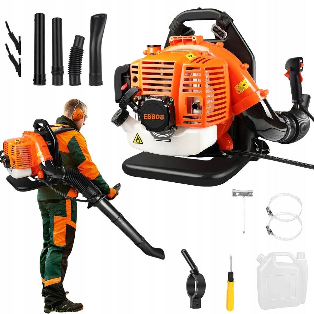 Benzininis lapų, sniego ir smėlio pūstuvas, didelis komplektas, galingas