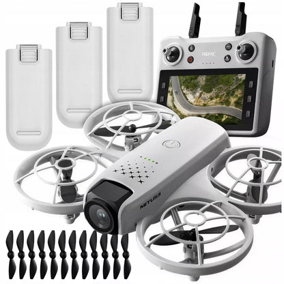 dronas 4DRC V53 su LCD ekranu, 2 kameromis, bešepetėliniu varikliu, 125g, 3x baterijos