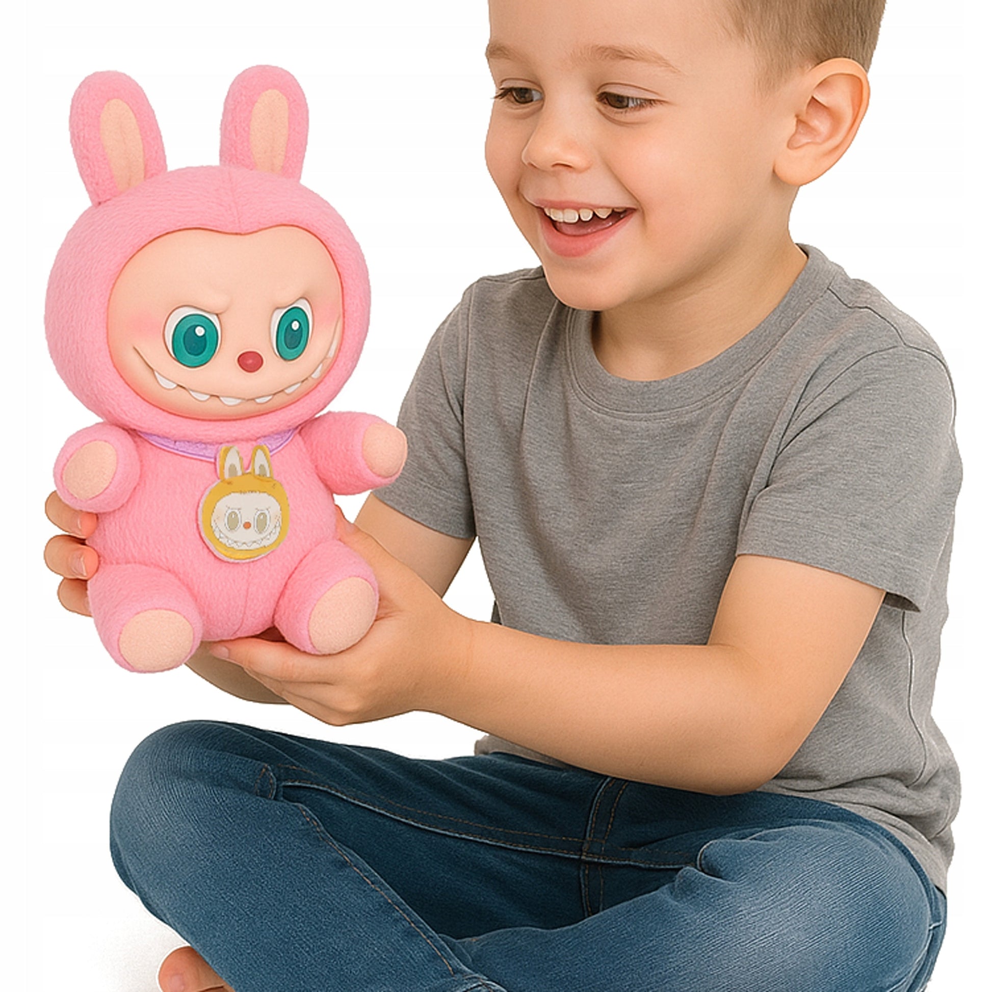 LABUBU DIDELĖ PLIŪŠINĖ ŽAISLINĖ 25CM, ROŽINĖ