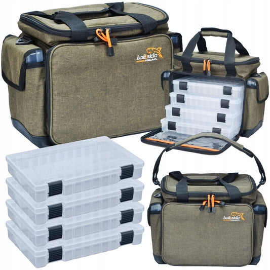 Didelė meškeriojimo tašė HOKKADO ant peties, 6 dėžutės, standus dugnas, 30/40/20cm