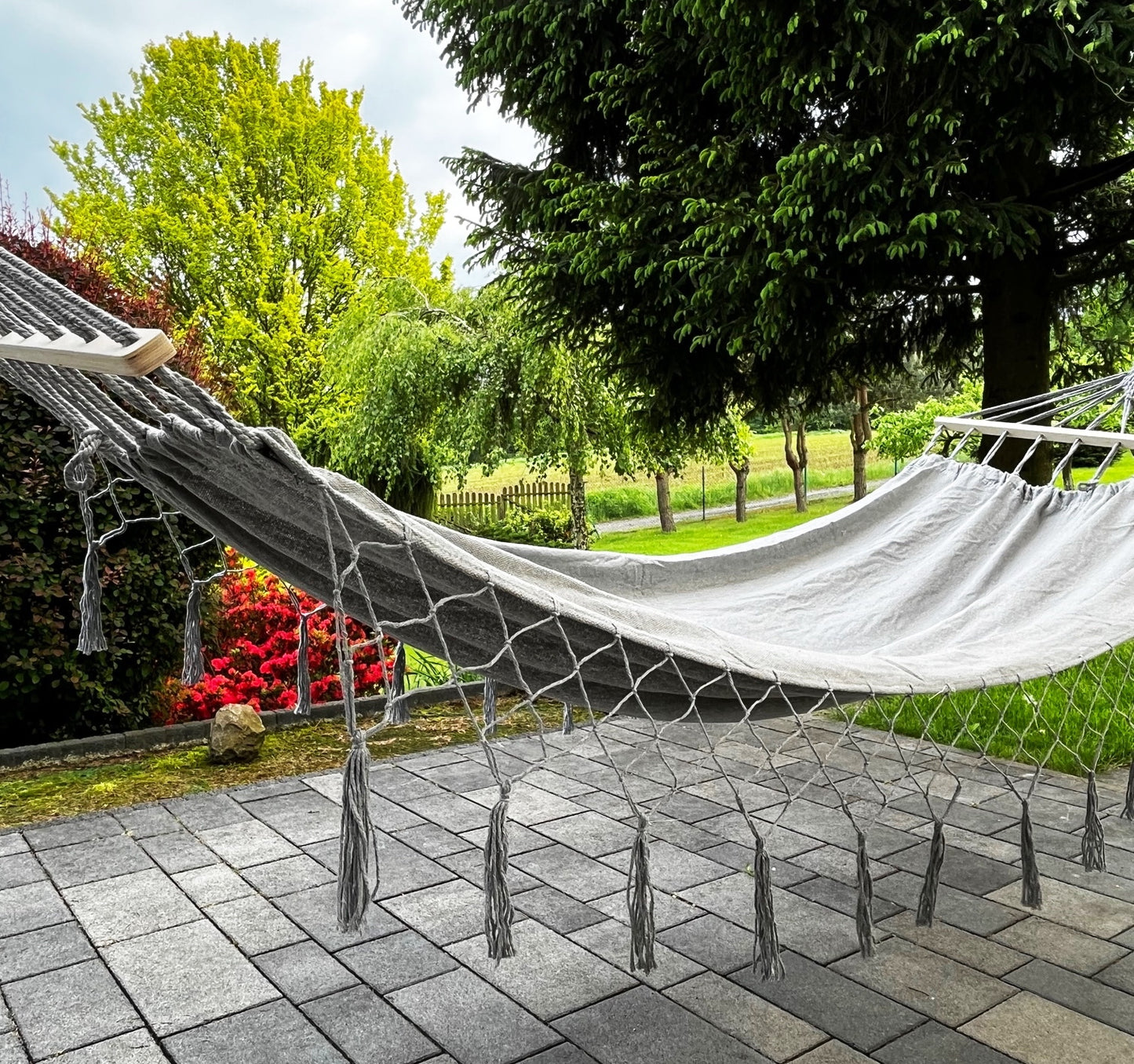 DIDELĖ DVI VIETĖS SODO HAMAKAS BOHO BRAZILIETIŠKAS XL