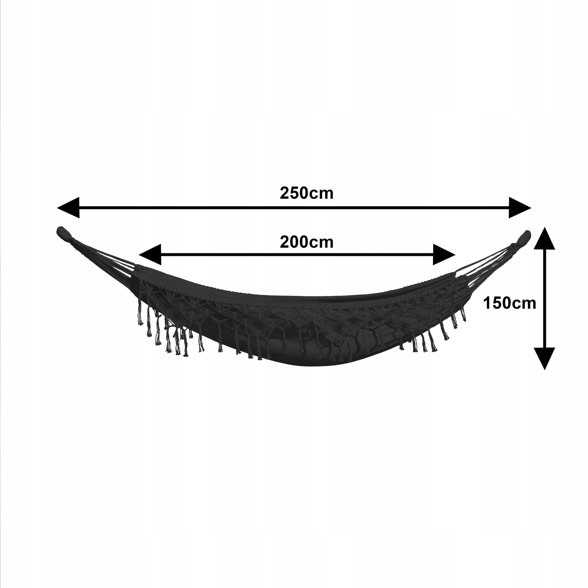 Didelis Sodo Hamakas BOHO Kutai Kelioninis Hamakas Balkonui JUODAS