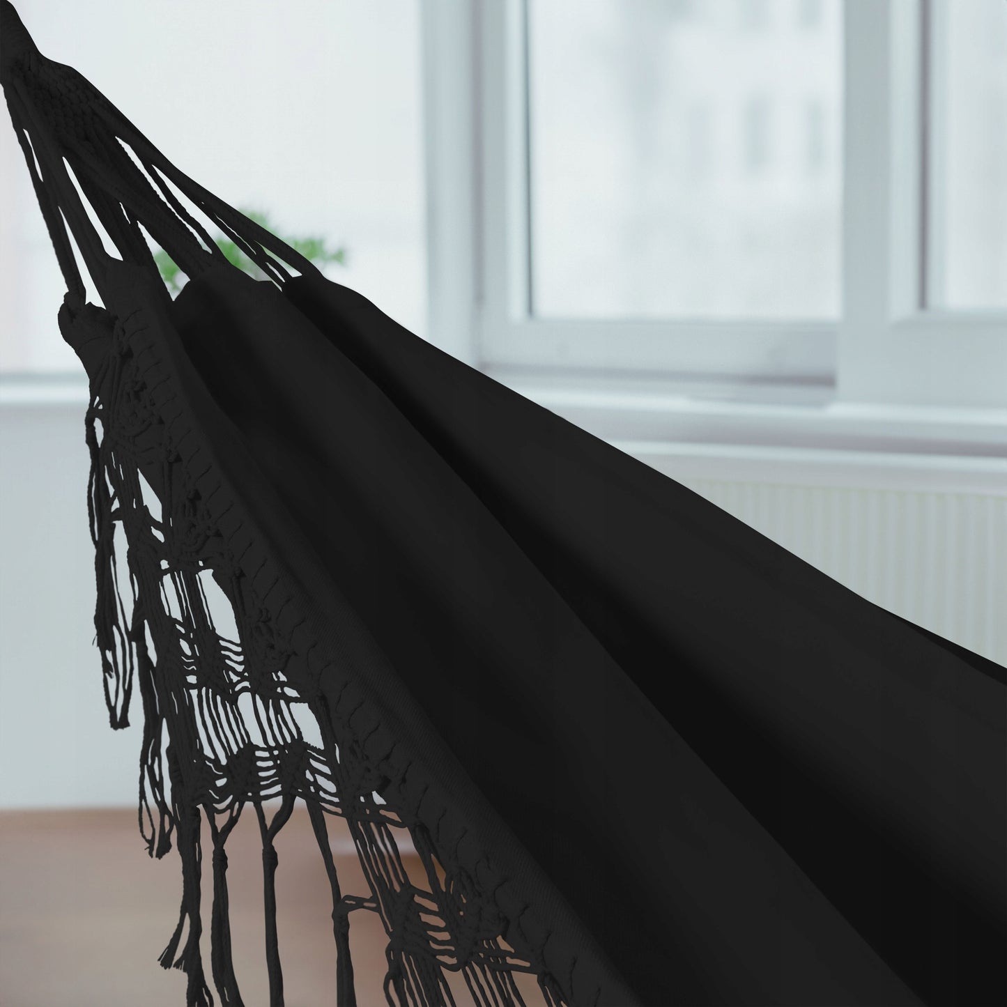 Didelis Sodo Hamakas BOHO Kutai Kelioninis Hamakas Balkonui JUODAS