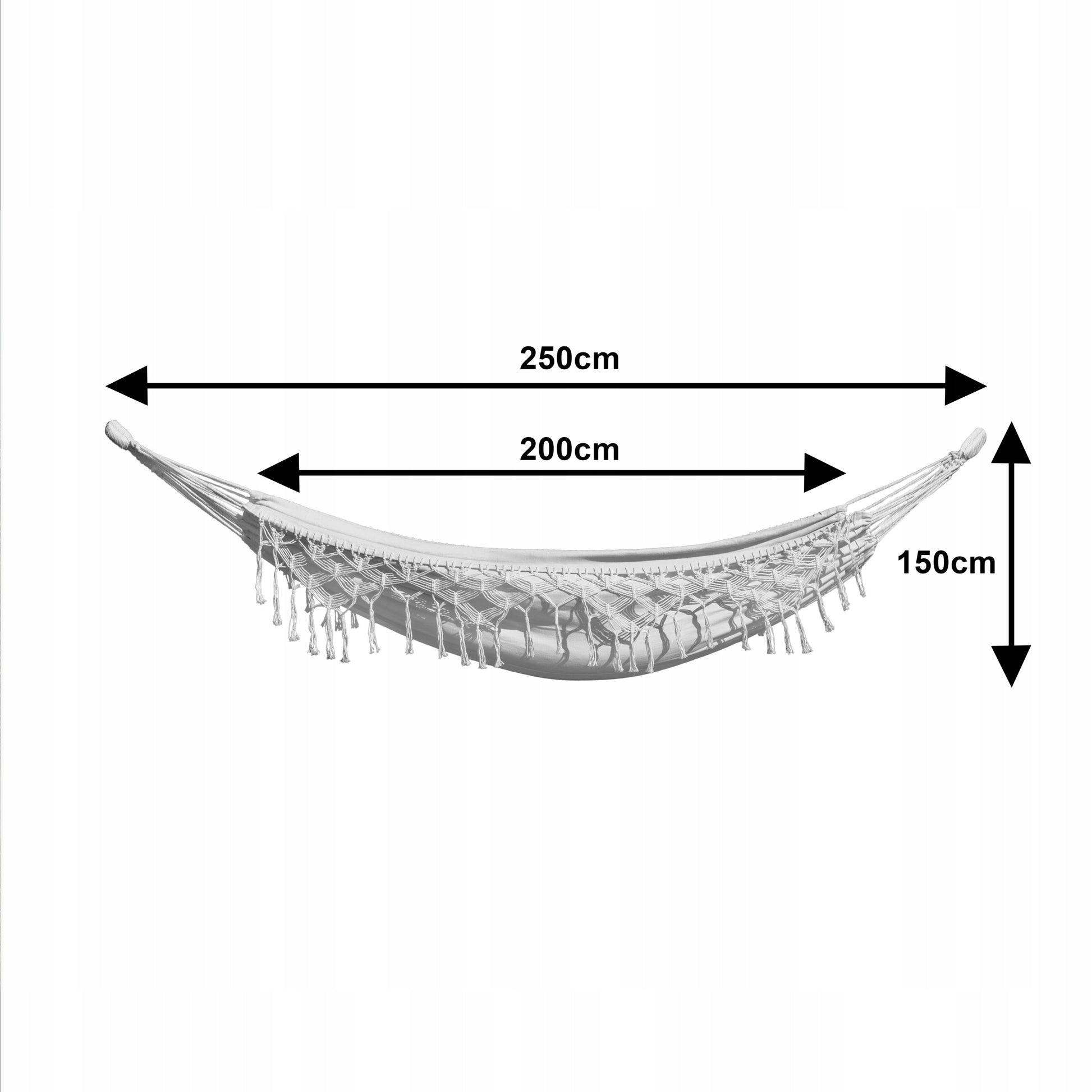 DIDELIS Boho sodinis hamakas su kutais, pilkas kelioninis hamakas balkonui