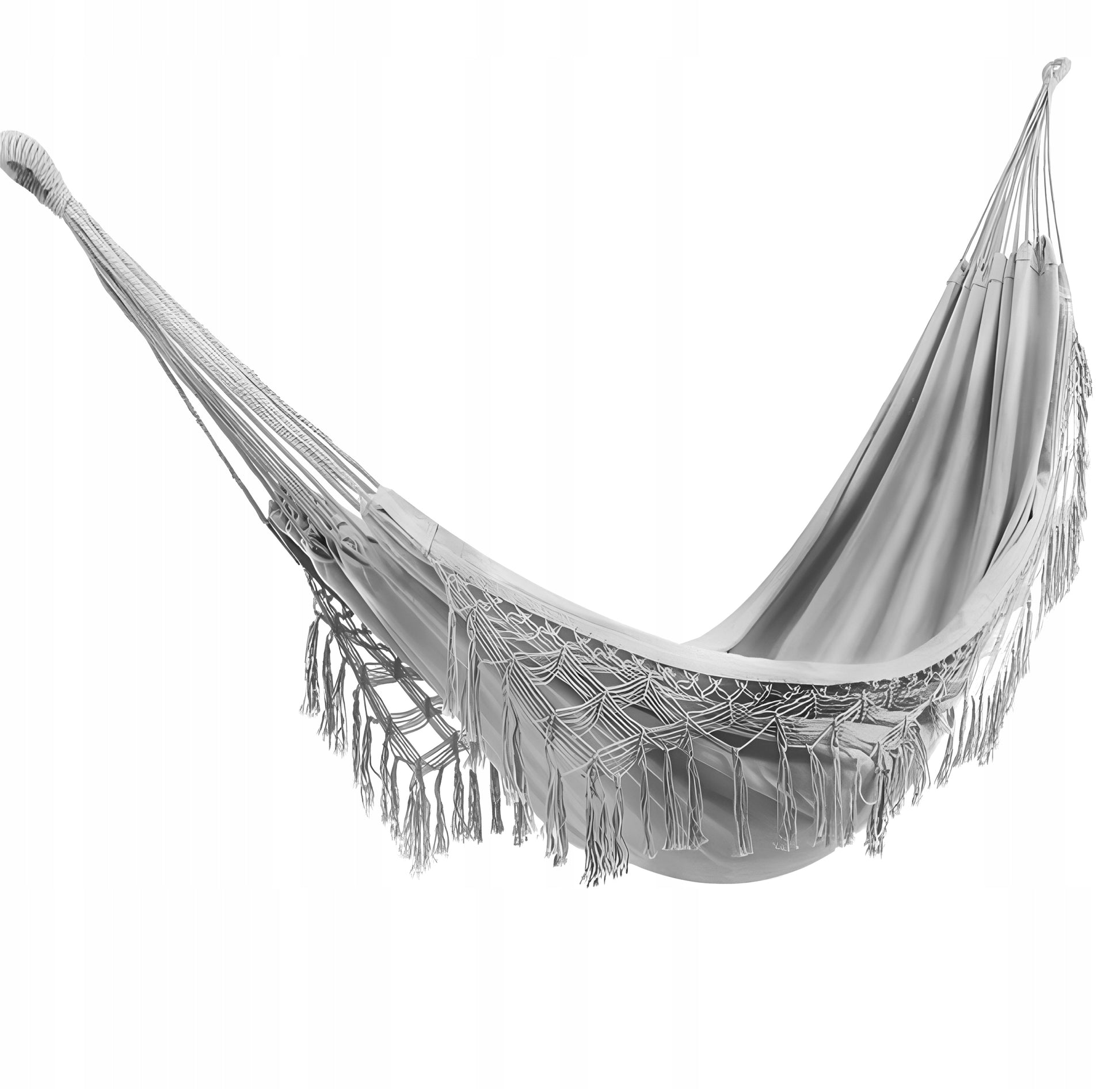 DIDELIS Boho sodinis hamakas su kutais, pilkas kelioninis hamakas balkonui