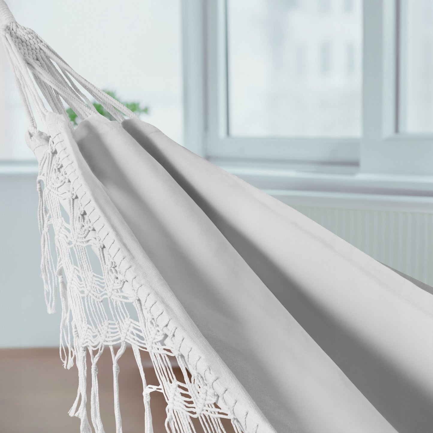 DIDELIS Boho sodinis hamakas su kutais, pilkas kelioninis hamakas balkonui