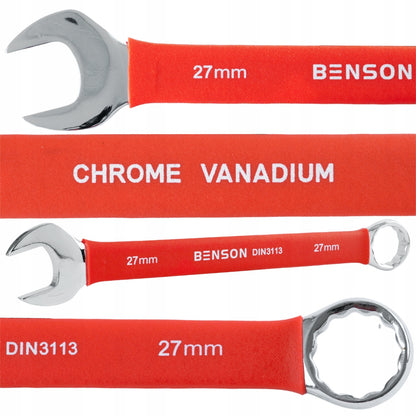 Didelis plokščių raktų komplektas su guminėmis rankenomis 6-36mm, 25 vnt., kilimėlis BENSON BY BLACK