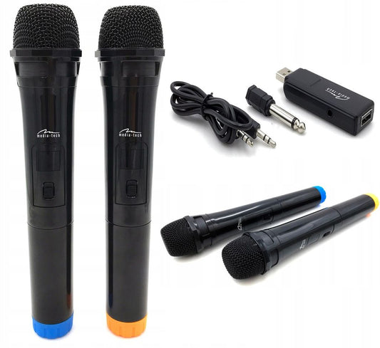Du belaidžiai karaoke mikrofonai dainavimui, vakarėlio ir pramogų rinkinys