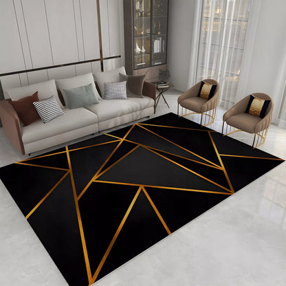 DYVONAS 300X200 CM NESLYSTANTIS JUODAS AUKSO TAISYKLINGAS MODERNI MODNINGAS CHODNIK LOFT