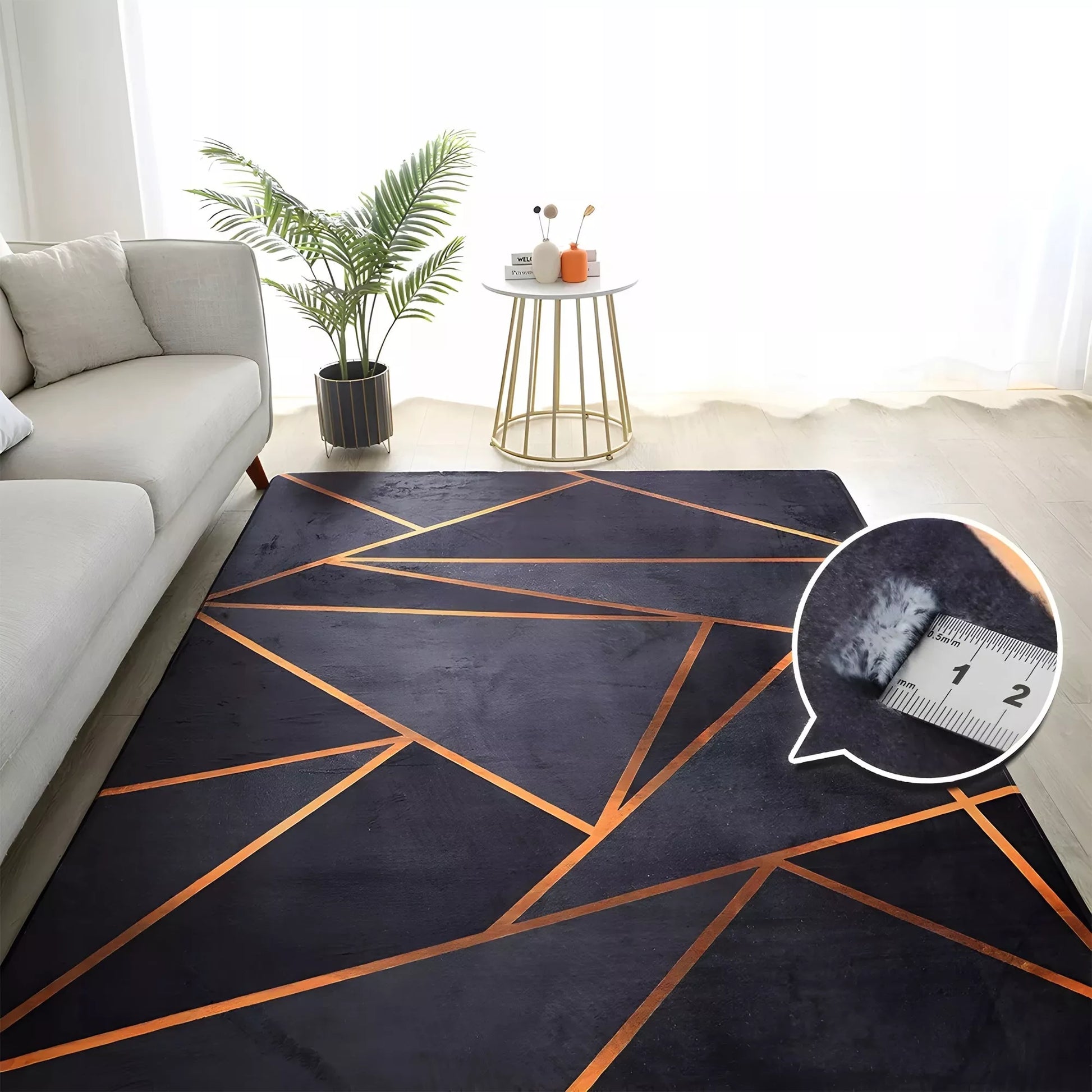 DYVONAS 300X200 CM NESLYSTANTIS JUODAS AUKSO TAISYKLINGAS MODERNI MODNINGAS CHODNIK LOFT