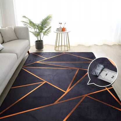 DYVONAS 300X200 CM NESLYSTANTIS JUODAS AUKSO TAISYKLINGAS MODERNI MODNINGAS CHODNIK LOFT
