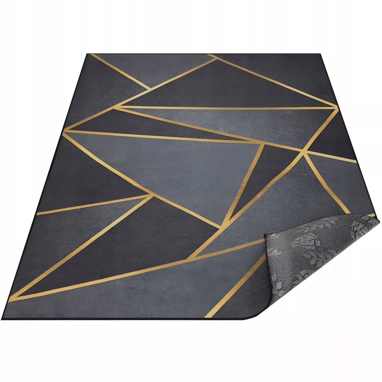 DYVONAS 300X200 CM NESLYSTANTIS JUODAS AUKSO TAISYKLINGAS MODERNI MODNINGAS CHODNIK LOFT
