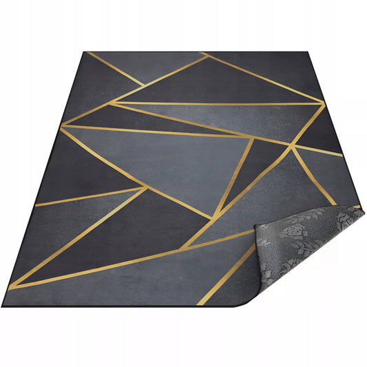 DYVONAS 300X200 CM NESLYSTANTIS JUODAS AUKSO TAISYKLINGAS MODERNI MODNINGAS CHODNIK LOFT