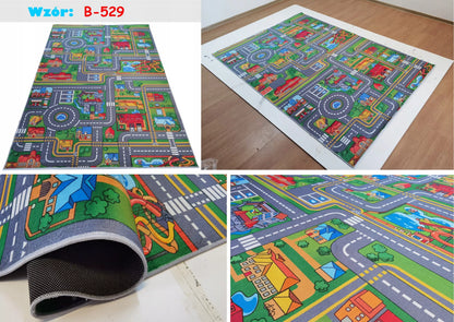 VAIKIŠKAS TAKELIS PRINTED 80x150 Aikštelė Kaimas Ūkis Salų Automobiliai Klasikinis Minkštas
