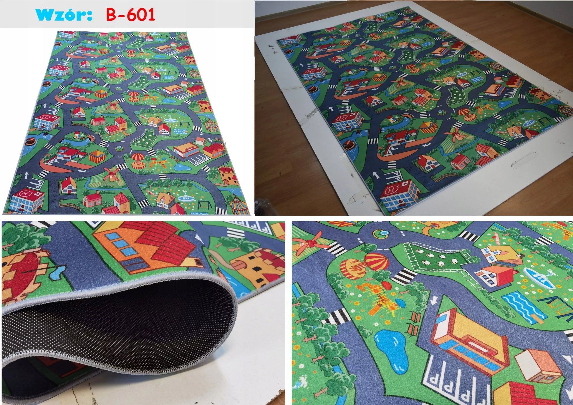 VAIKIŠKAS TAKELIS PRINTED 80x150 Aikštelė Kaimas Ūkis Salų Automobiliai Klasikinis Minkštas