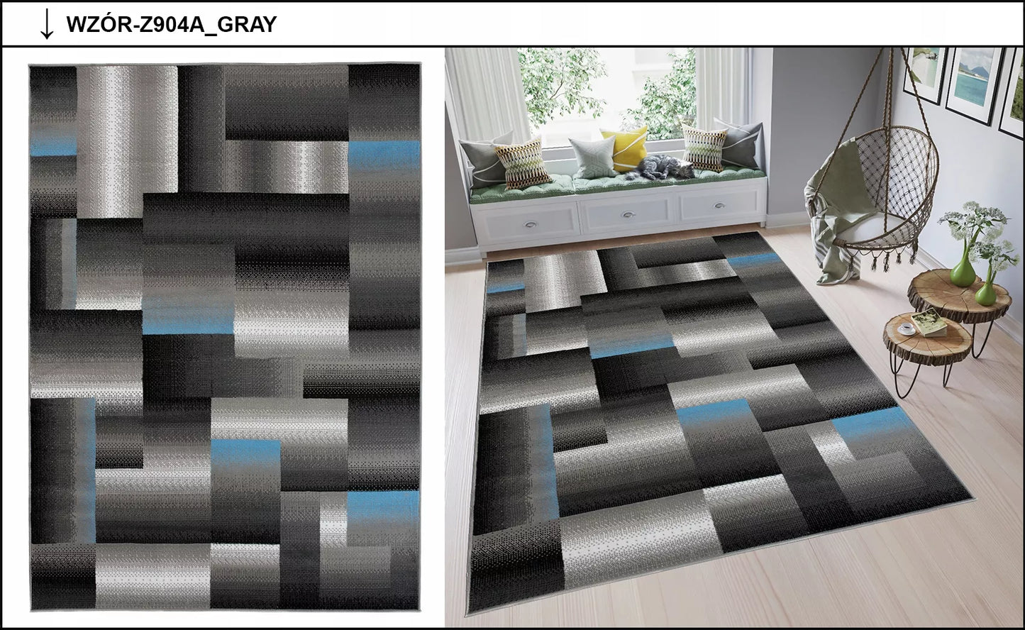 SPALVOTAS KILIMĖLIS 80x150 MODERNI BCF ĮVAIRIŲ RAŠTŲ
