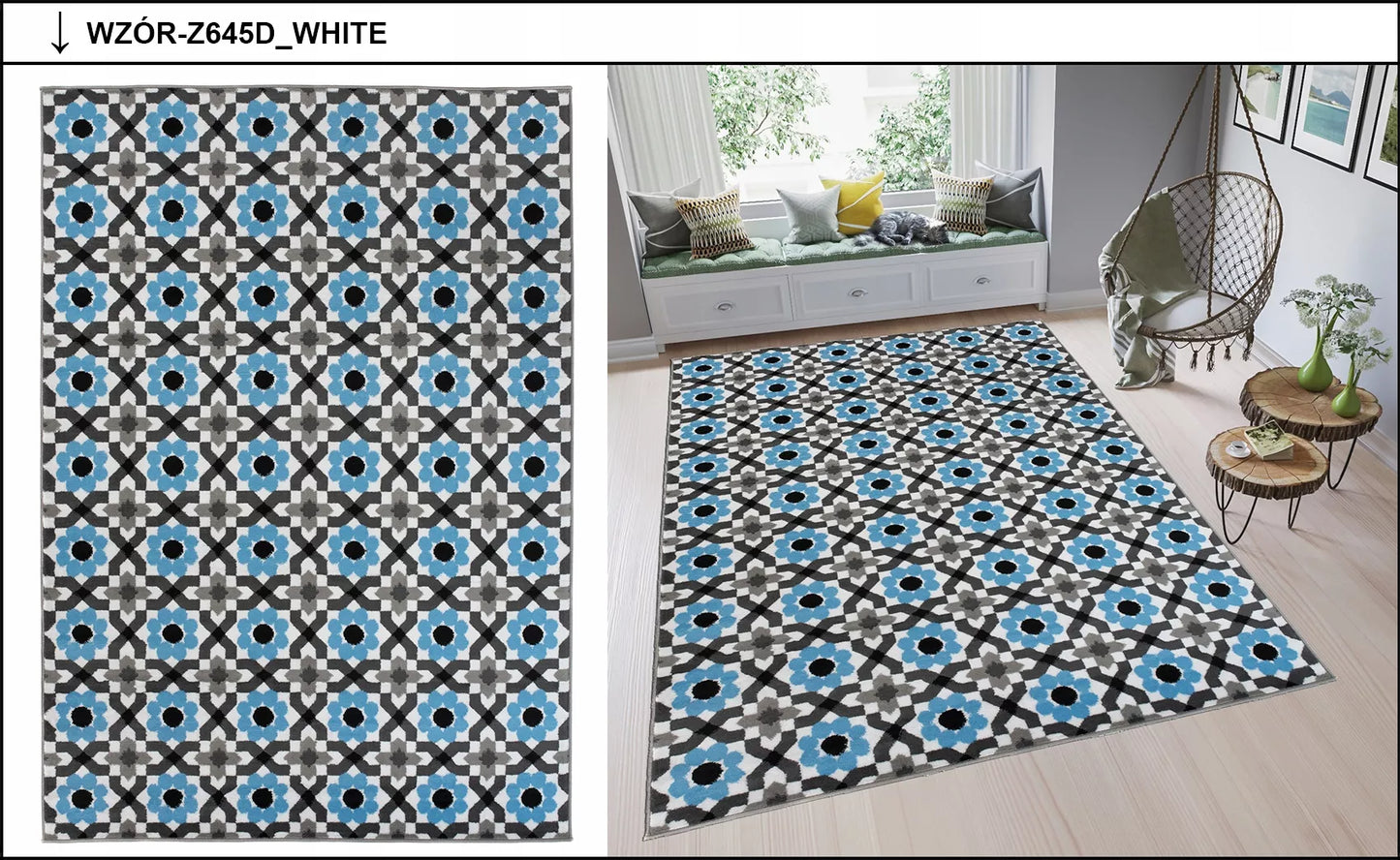 SPALVOTAS KILIMĖLIS 80x150 MODERNI BCF ĮVAIRIŲ RAŠTŲ