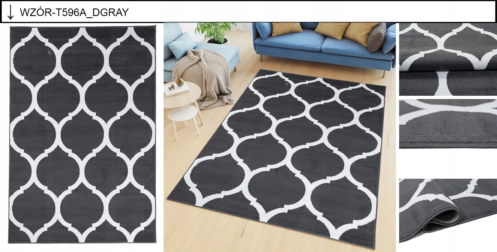 DYWAN LUXURY 120x170 MODERNUS STILINGAS ĮVAIRIŲ RAŠTŲ