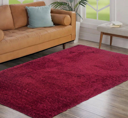 Kilimas Shaggy plaukuotas svetainei miegamajam minkštas pliušinis raudonas 200x290