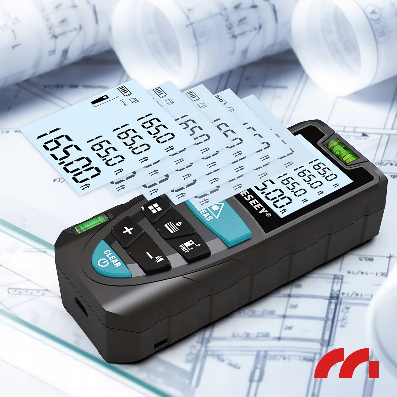 Lazerinis atstumo matuoklis 50m, skaitmeninis kampainis matuoklis ir gulsčiukas