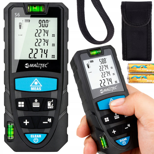 Lazerinis atstumo matuoklis 50m, skaitmeninis kampainis matuoklis ir gulsčiukas
