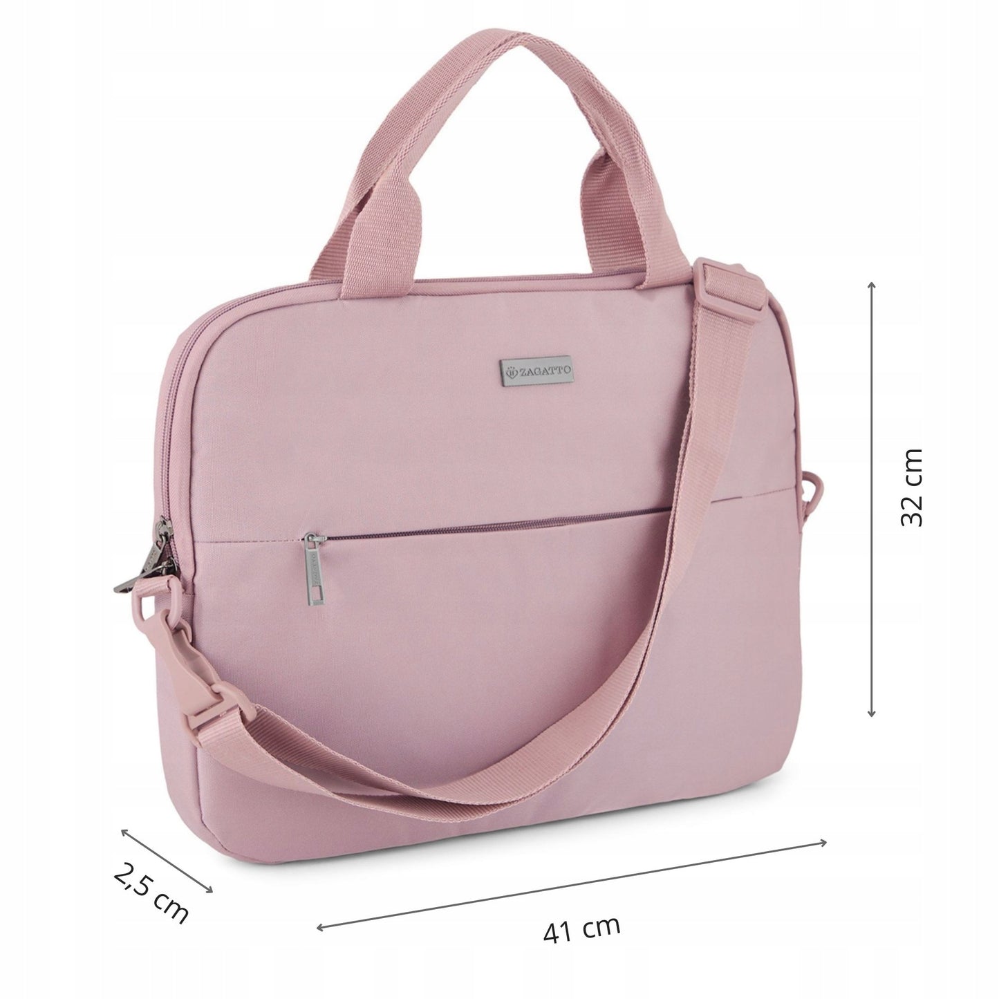 Moteriška 15,6" nešiojamojo kompiuterio rankinė, lengva, rožinė, dėklas nešiojamajam kompiuteriui ZAGATTO