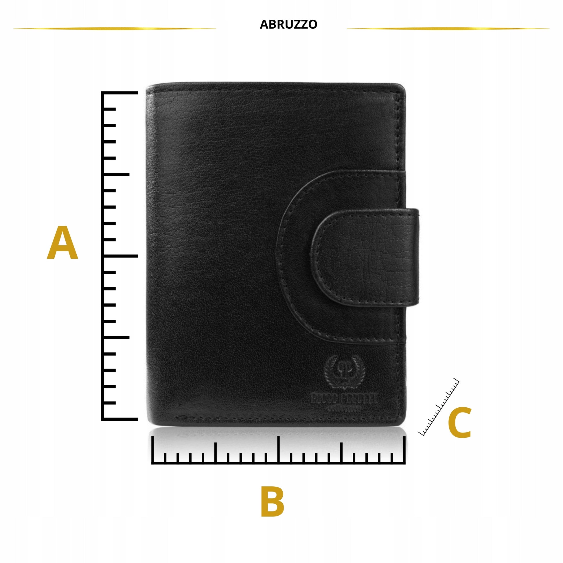 Moteriška odinė piniginė su RFID sistema, banknotams ir monetoms, Juoda Paolo Peruzzi