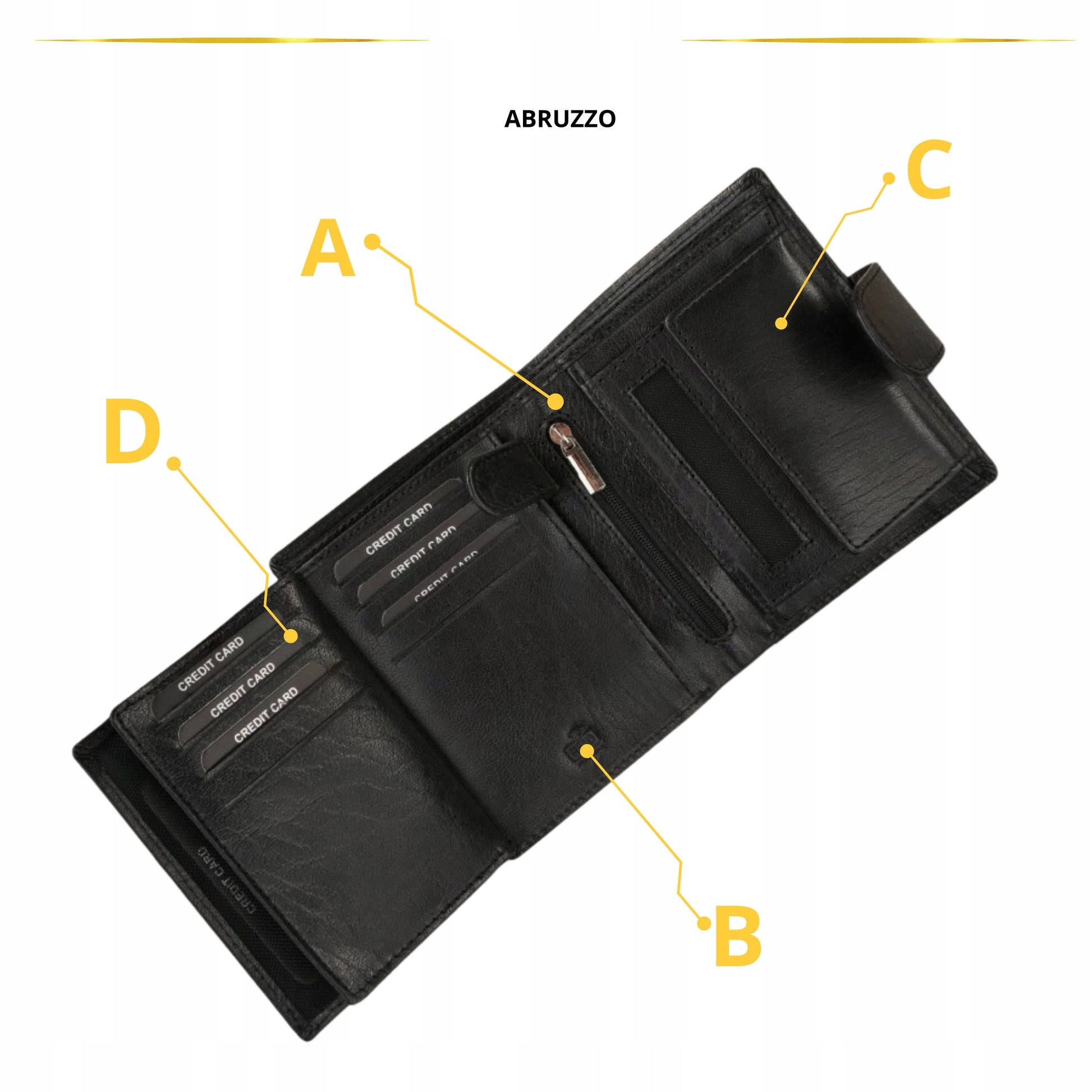 Moteriška odinė piniginė su RFID sistema, banknotams ir monetoms, Juoda Paolo Peruzzi