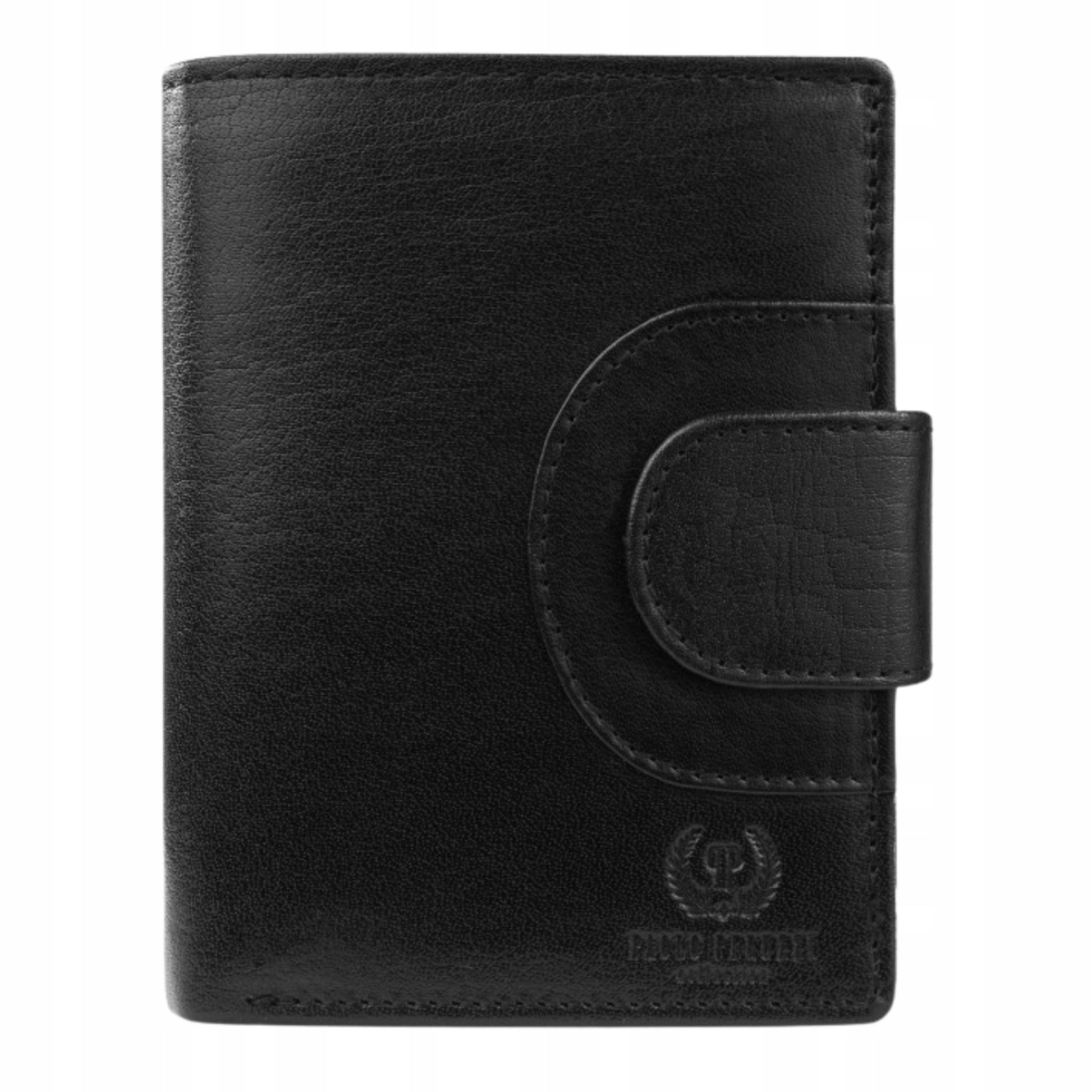 Moteriška odinė piniginė su RFID sistema, banknotams ir monetoms, Juoda Paolo Peruzzi