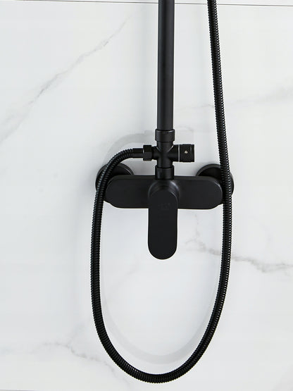 Lietaus dušas 1,5 m 170-200 skersmuo 20 cm žalvario juodas dušo komplektas