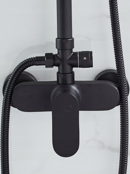 Lietaus dušas 1,5 m 170-200 skersmuo 20 cm žalvario juodas dušo komplektas