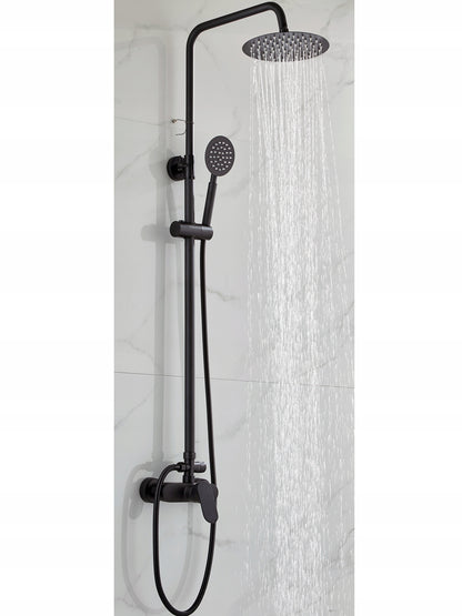 Lietaus dušas 1,5 m 170-200 skersmuo 20 cm žalvario juodas dušo komplektas