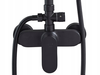 Lietaus dušas 1,5 m 170-200 skersmuo 20 cm žalvario juodas dušo komplektas