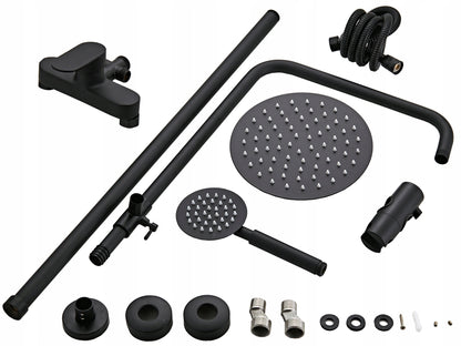 Lietaus dušas 1,5 m 170-200 skersmuo 20 cm žalvario juodas dušo komplektas