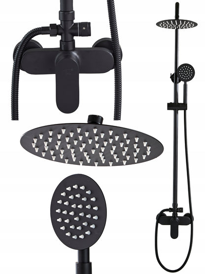 Lietaus dušas 1,5 m 170-200 skersmuo 20 cm žalvario juodas dušo komplektas