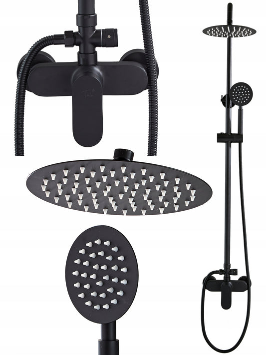 Lietaus dušas 1,5 m 170-200 skersmuo 20 cm žalvario juodas dušo komplektas
