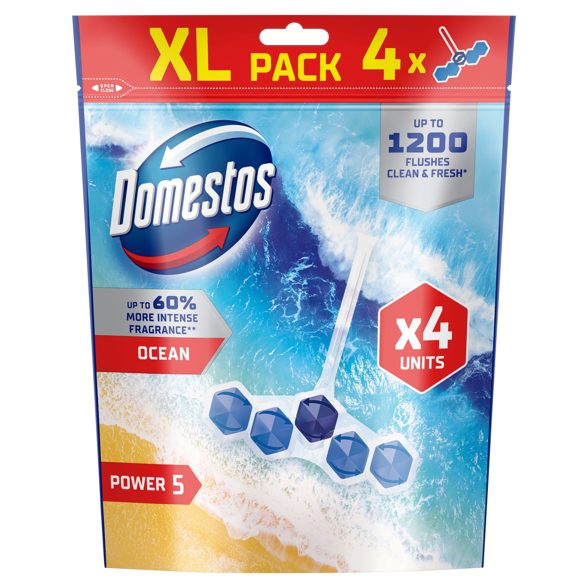Domestos Power 5 tualetinio "WC" pakabukas "Full Power Ocean XL" 4x50g
