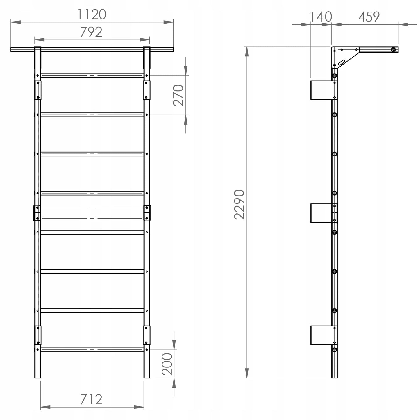 Gimnastikos skersinis "POTENZA" plieninis reabilitacinis