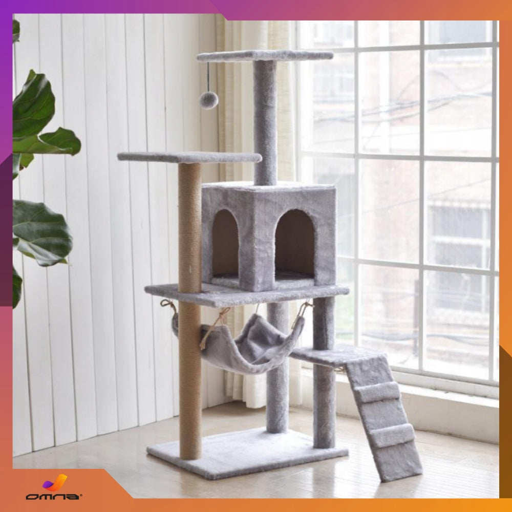 Katės draskyklė namelis didelis aukštas gultas didelei katei kopėtėlės stulpelis