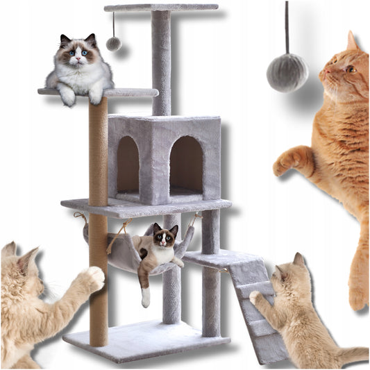 Katės draskyklė namelis didelis aukštas gultas didelei katei kopėtėlės stulpelis