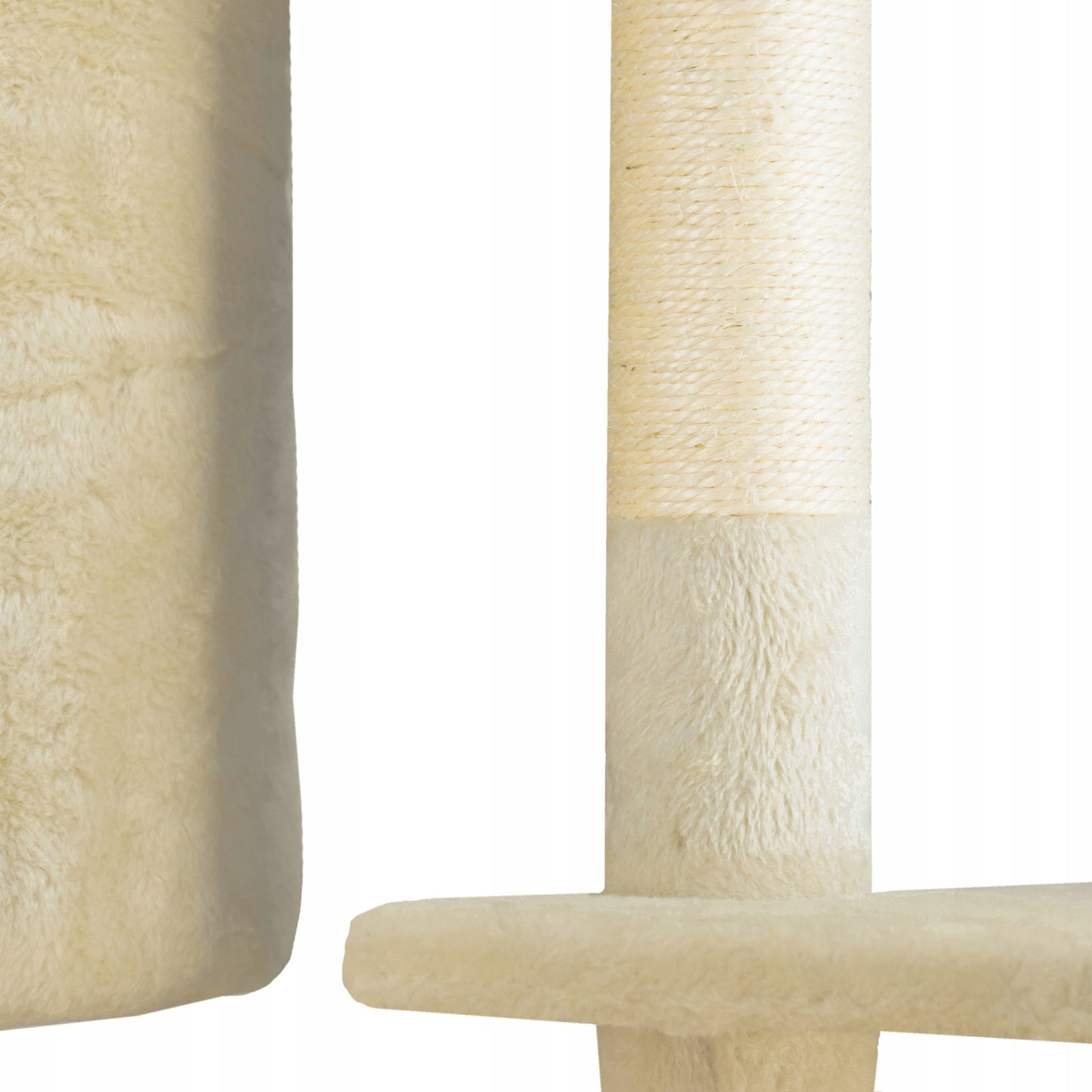 TomiDomi Katės draskyklė smėlio spalvos 116cm, 5 lygiai, namelis, bokštelis, kamuoliukai