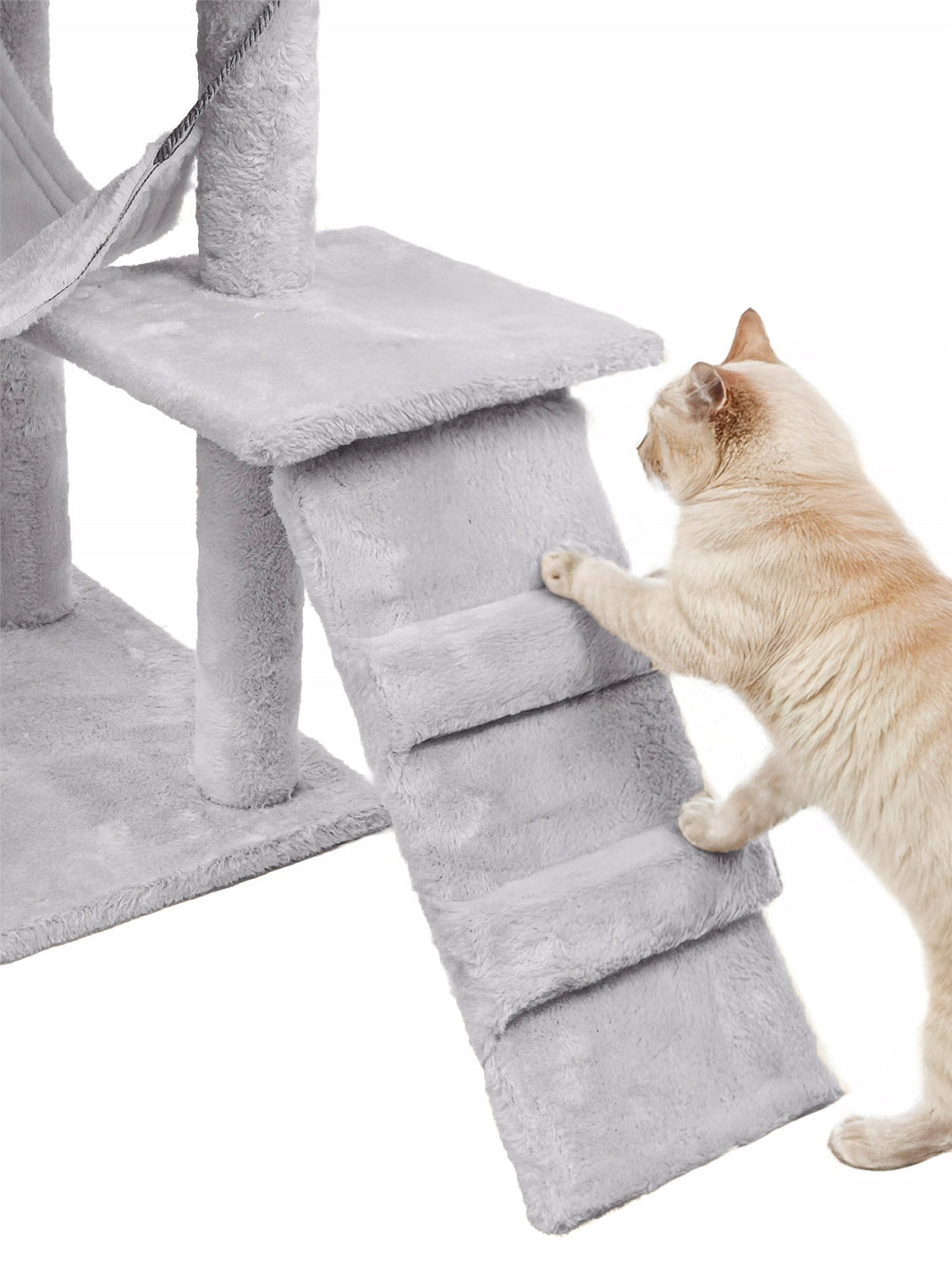 Kačių draskyklė 6 lygių, aukštas namelis, guolis su žaislu Mersjo - 125cm