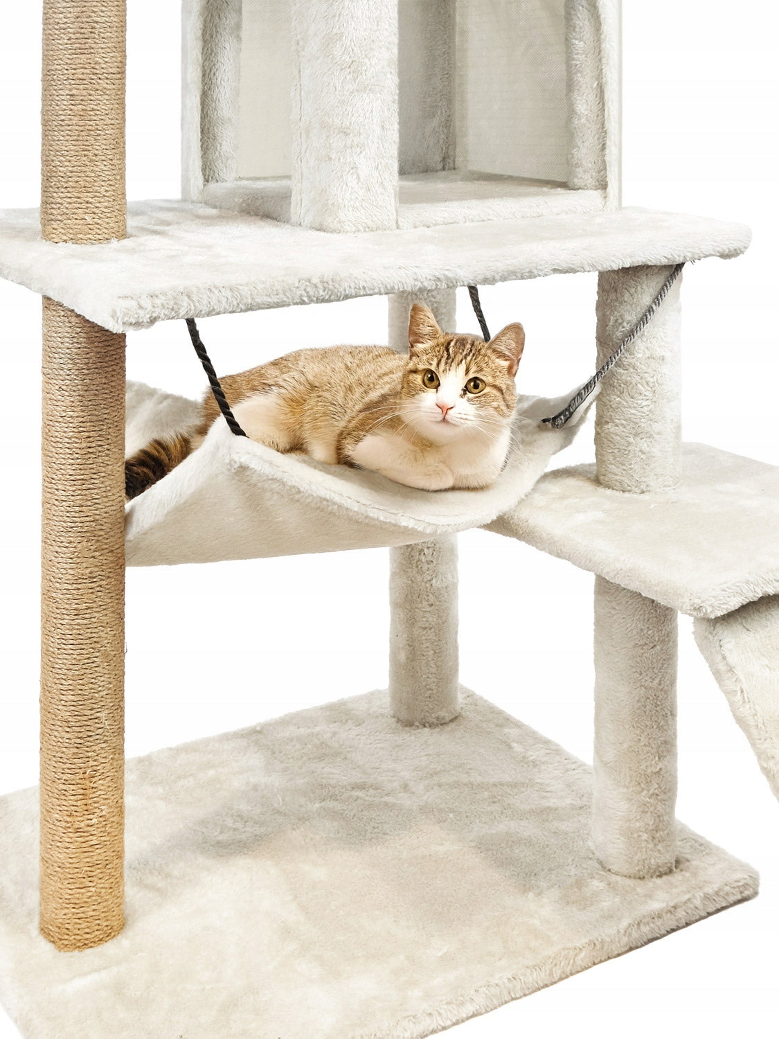 Kačių draskyklė 6 lygių aukštas namelis su žaislu Mersjo - 125cm