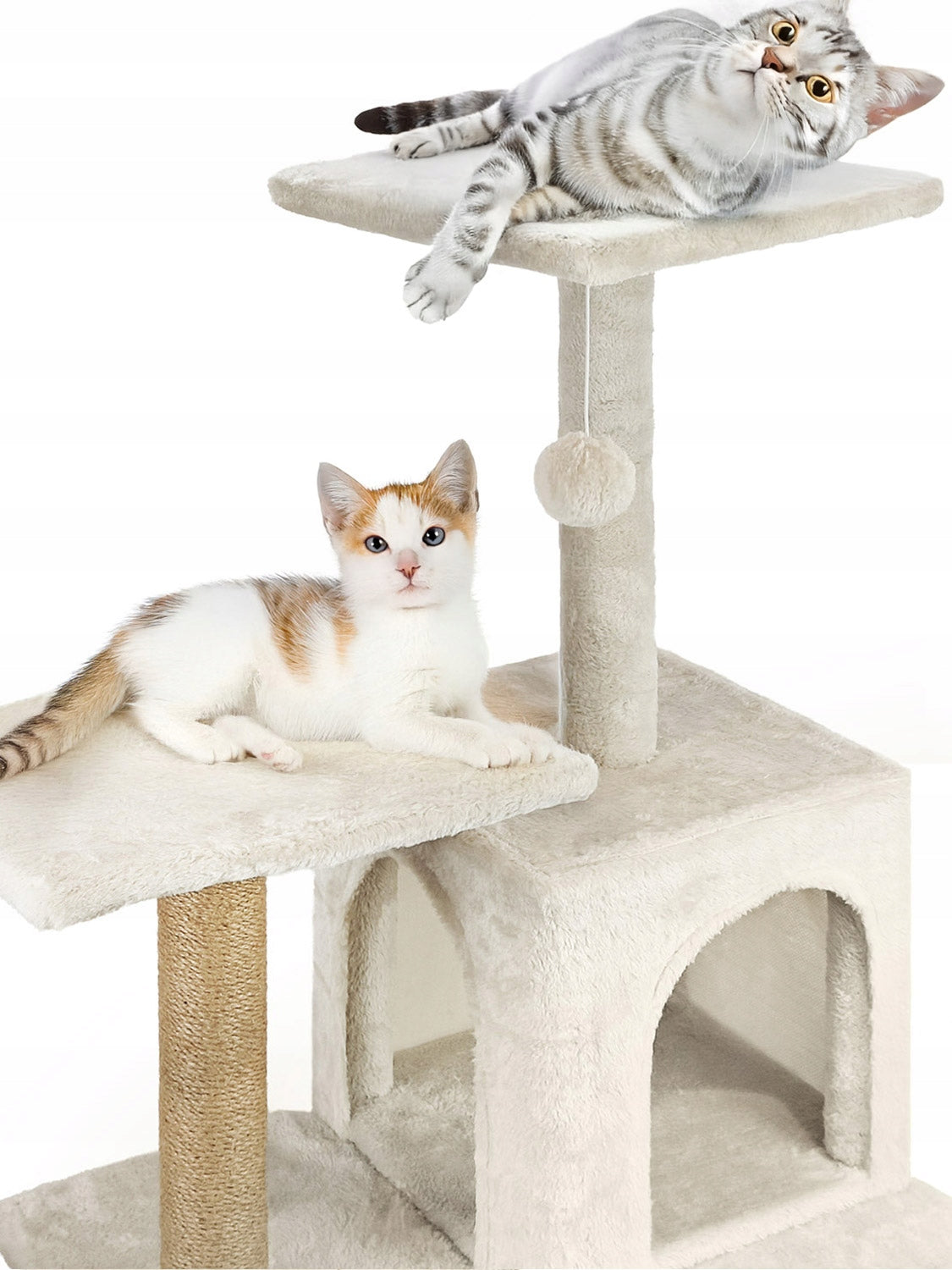 Kačių draskyklė 6 lygių aukštas namelis su žaislu Mersjo - 125cm