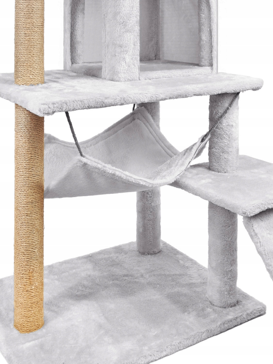 Kačių draskyklė 6 lygių, aukštas namelis, guolis su žaislu Mersjo - 125cm