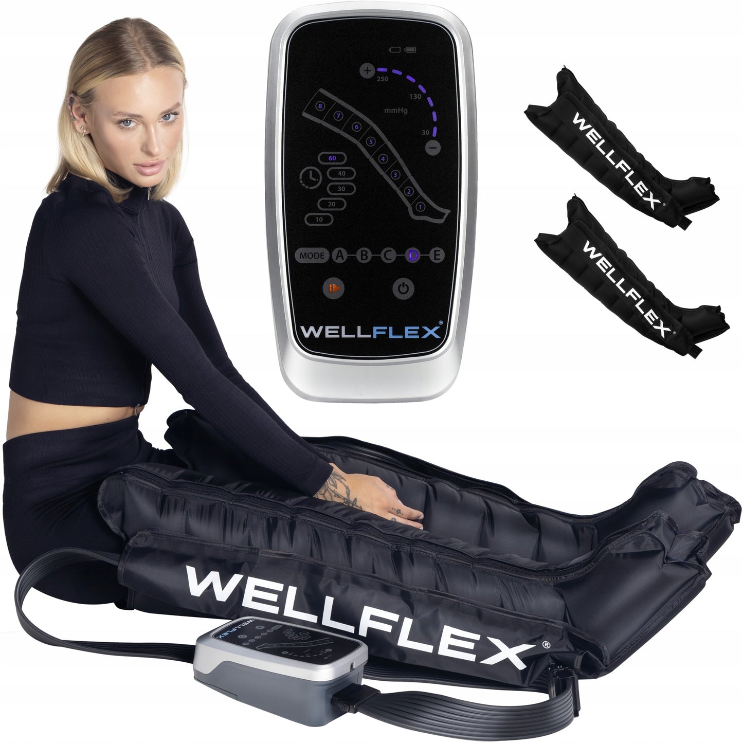 Presoterapijos limfinio drenažo kojų masažuoklis, rinkinys su 8 kamerų manžetėmis