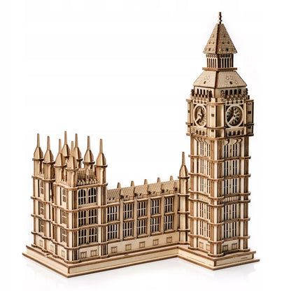 Medinis 3D modelis Big Ben Londonas – surenkamos faneros dėlionės