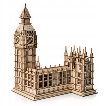 Medinis 3D modelis Big Ben Londonas – surenkamos faneros dėlionės