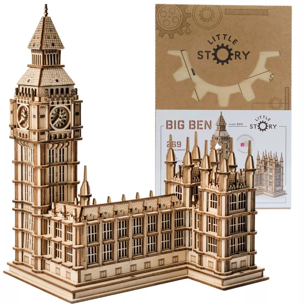 Medinis 3D modelis Big Ben Londonas – surenkamos faneros dėlionės