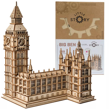 Medinis 3D modelis Big Ben Londonas – surenkamos faneros dėlionės